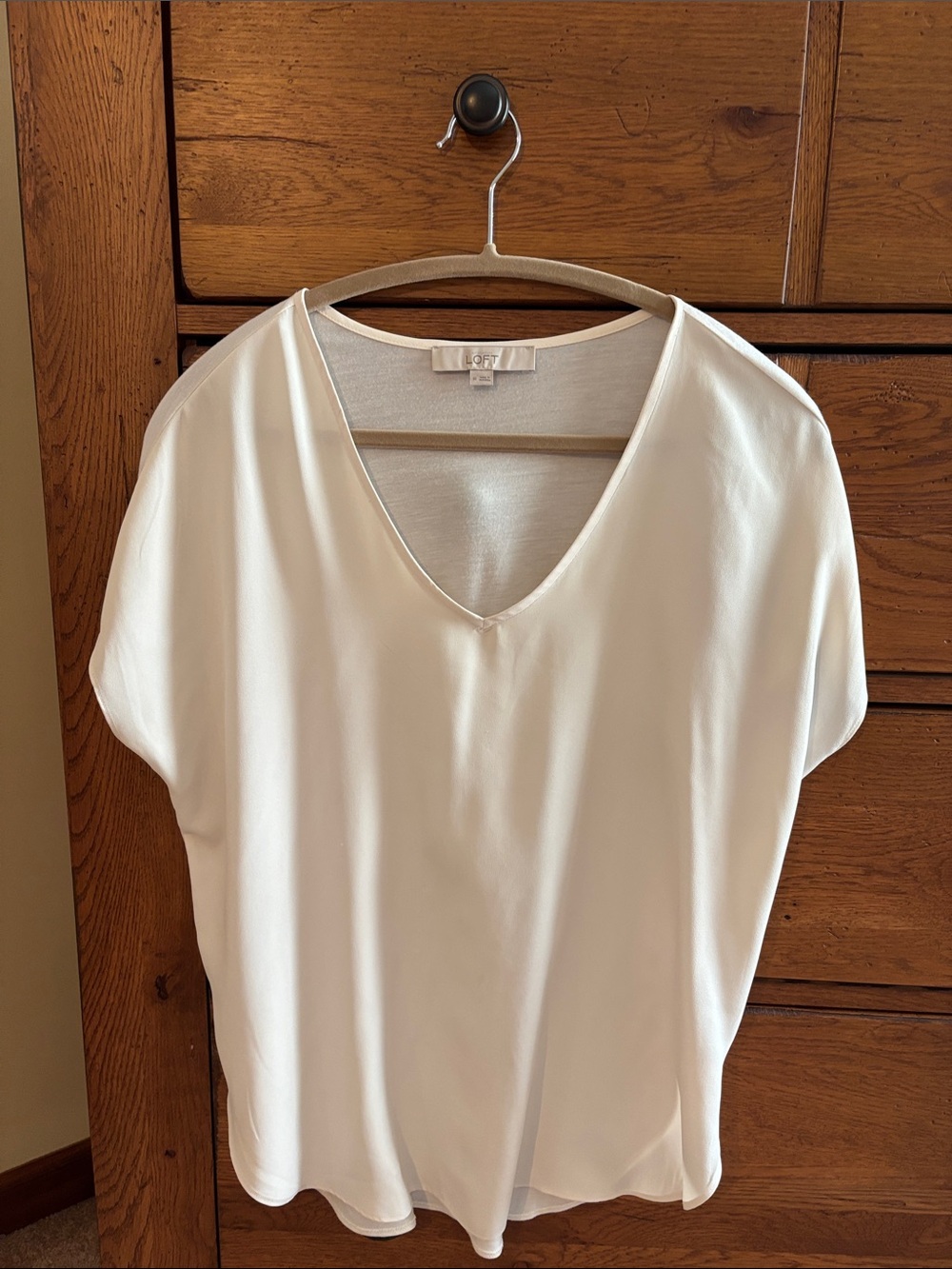 LOFT Cream V-Neck Short Dolman Sleeve Blouse